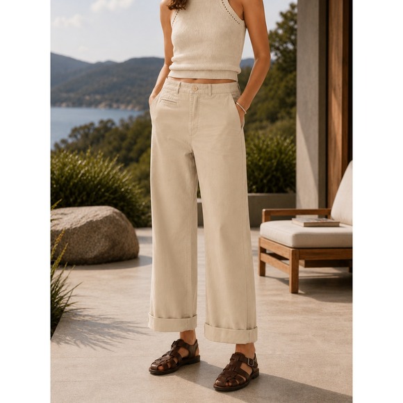 Buck Mason Pants - Buck Mason At Ease Chino Womens 29 Sand Straight Leg Cotton Utility Pants